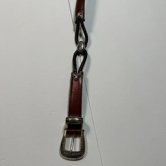 Brighton‎ Belt Womens XS 30 Brown Leather Braided Concho Western Cowgirl - Picture 6 of 6